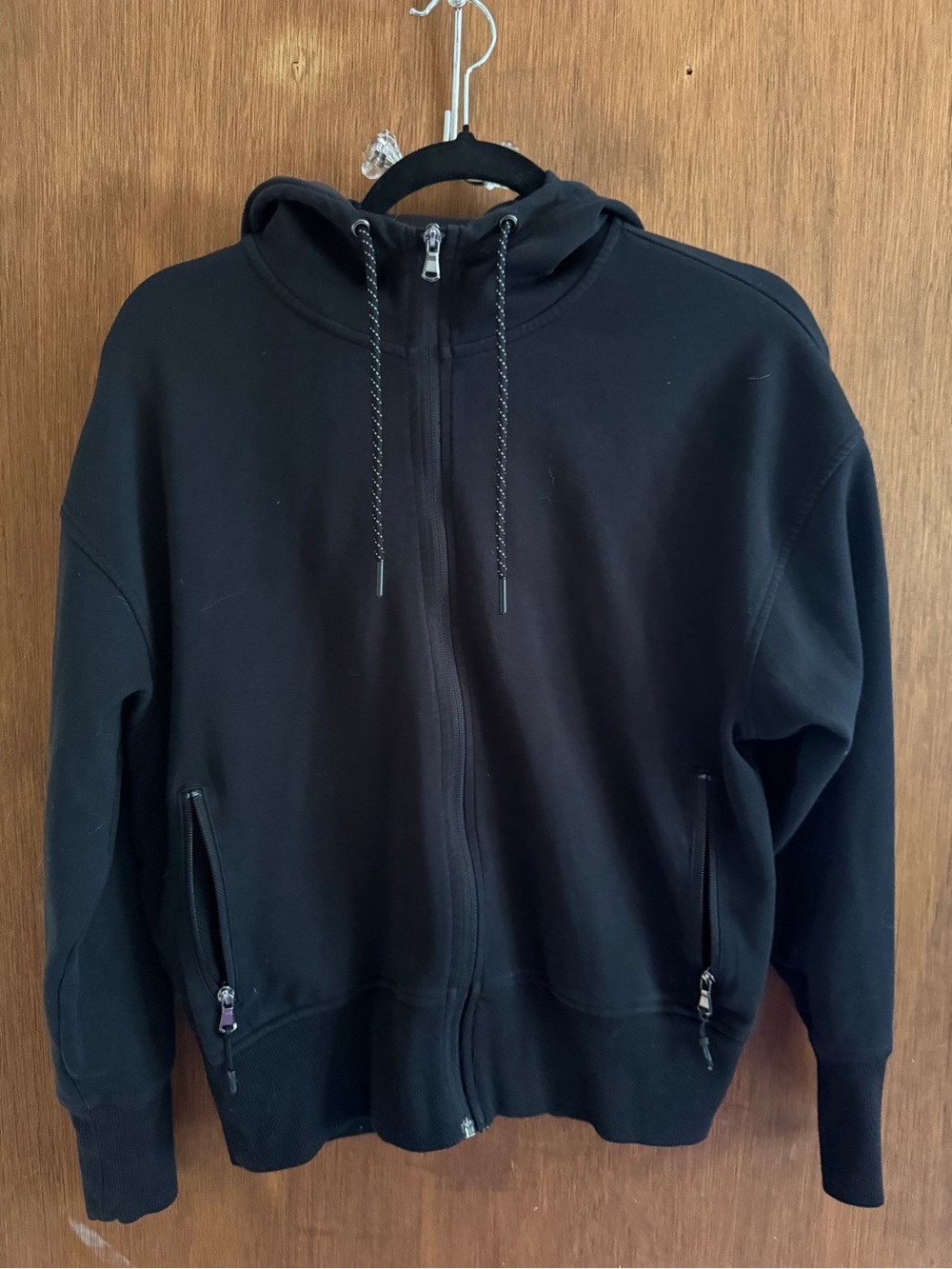 Old Navy Black Full-Zip Hooded Sweatshirt